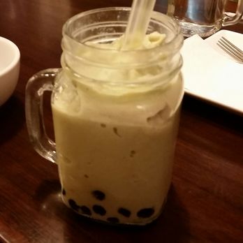 Riceberry Thai Kitchen - Green tea and red bean smoothie made with coconut milk - Thai Near Me - Upland, California Riceberry Thai Kitchen - Green tea and red bean smoothie made with coconut milk - Thai Near Me - Upland, California