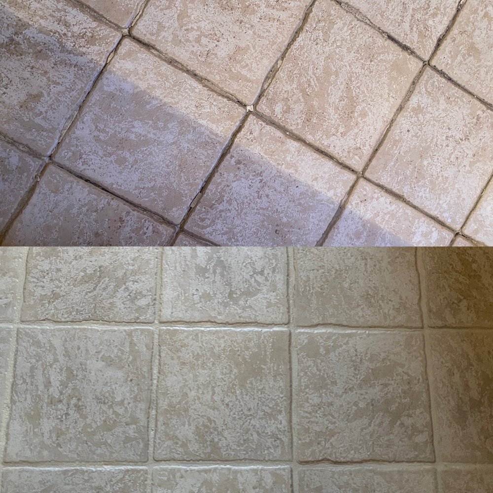 Regrout Systems - Top is before...cracked grout. Bottom is the beautiful result after. - Grout Services Near Me - Long Beach, California Regrout Systems - Top is before...cracked grout. Bottom is the beautiful result after. - Grout Services Near Me - Long Beach, California