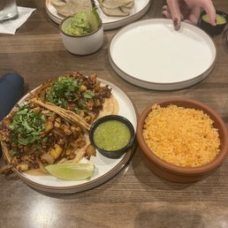Chorizo tacos and side of rice