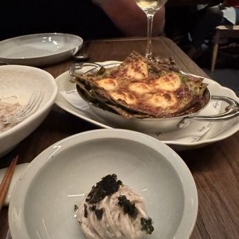 Yeobo Darling - Pine nut somyun (front) and pork lasagna - Taiwanese Near Me - Menlo Park, California Yeobo Darling - Pine nut somyun (front) and pork lasagna - Taiwanese Near Me - Menlo Park, California