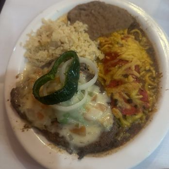 Ernesto's Mexican Specialties - Tenderloin with beef enchilada, beans & rice - Mexican Near Me - San Antonio, Texas