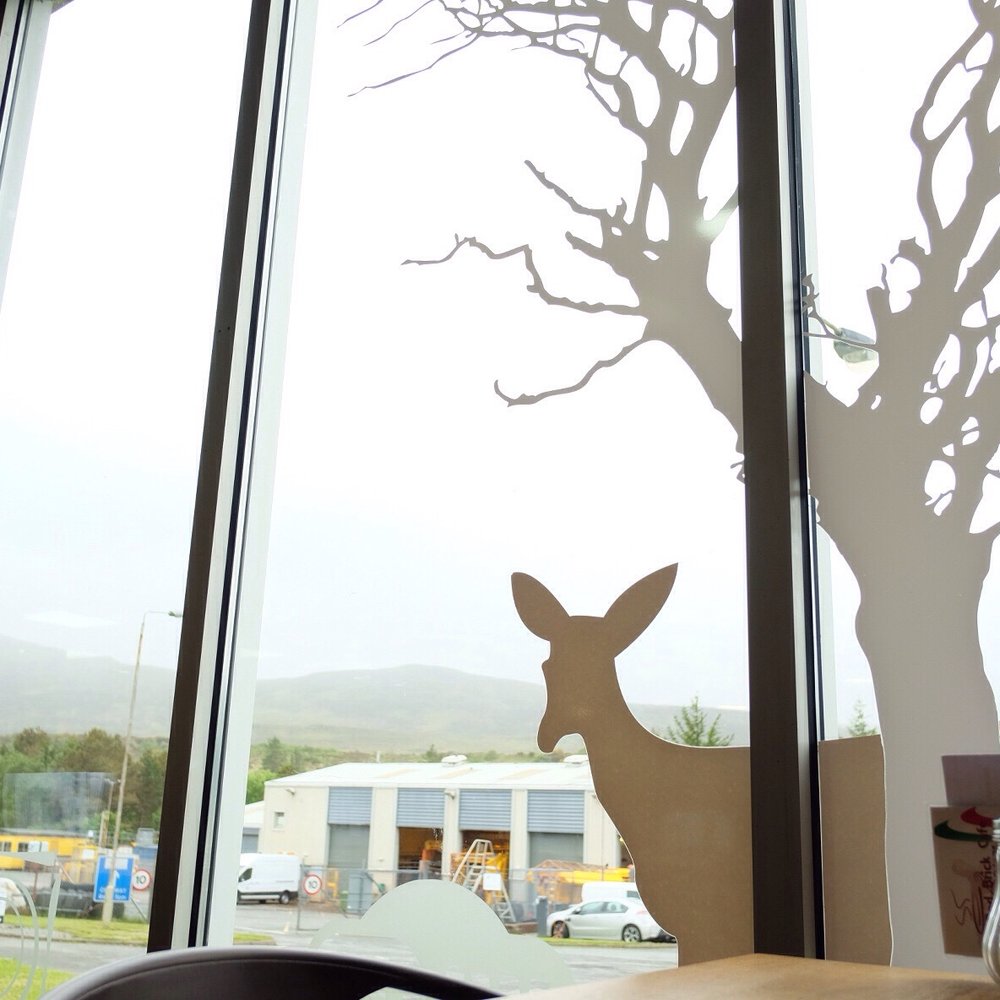 The Red Brick Cafe - Window decals of nature. - Cafes Near Me - Portree, HLD