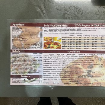 Falcone's Menu as of 11/17/2023