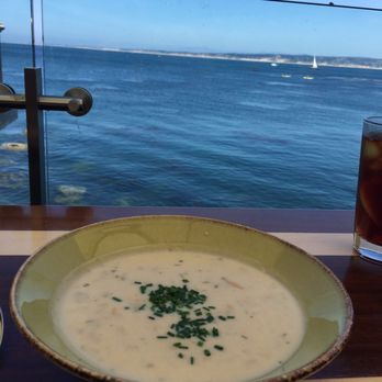 Schooners Monterey - A view with Clam Chowder Soup - Seafood Near Me - Monterey, California Schooners Monterey - A view with Clam Chowder Soup - Seafood Near Me - Monterey, California