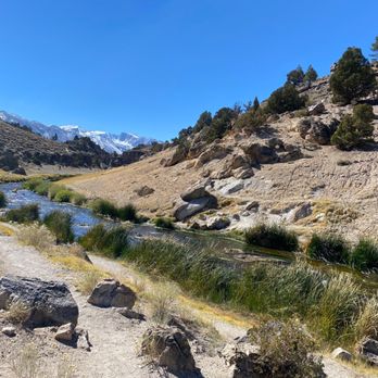 Hot Creek Geologic Site - After Hot Creek Interpretive Trail, there's trail to walk along the creek - Lakes Near Me - Mammoth Lakes, California
