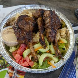Corner Cafe - Lamb chops, rice and salad with Tzatziki sauce