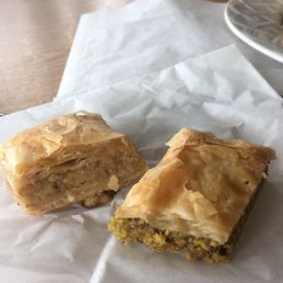 Left Walnut Baklava Right Pistachio Baklava
