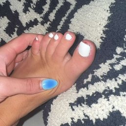 Bleeding and badly painted and shaped nails