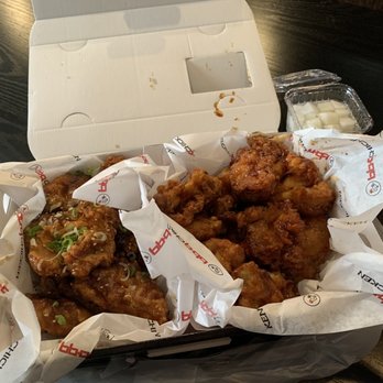 bb.q Chicken - Soy garlic (left), galbi (right) boneless wings - Chicken Wings Near Me - Cupertino, California bb.q Chicken - Soy garlic (left), galbi (right) boneless wings - Chicken Wings Near Me - Cupertino, California