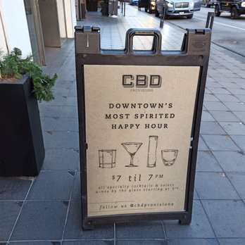 CBD Provisions - Sign was out front for at least 2 hours before happy hour went into effect - Brasseries Near Me - Dallas, Texas
