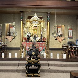 Buddhist Temple of Salinas - Temple Altar, with Amida Buddha in the center.