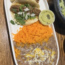 Cozumel - Beef tacos w beans and rice