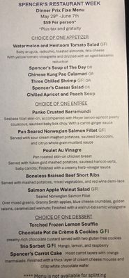 Menu photo 1 Spencer's Restaurant Palm Springs, CA
