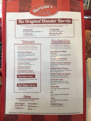 Menu photo 4 Hurricane's Restaurant & Drive-In Albuquerque, NM