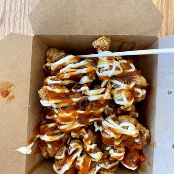 Wow Tea Drink - Popcorn Chicken w/ Okonomiyaki Sauce (2/5) - Bubble Tea Near Me - Cupertino, California Wow Tea Drink - Popcorn Chicken w/ Okonomiyaki Sauce (2/5) - Bubble Tea Near Me - Cupertino, California