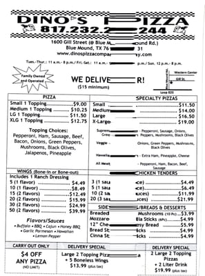 Menu photo 7 Dino's Pizza Blue Mound, TX Menu photo 7 Dino's Pizza Blue Mound, TX