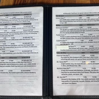 Mountain Toad Brewing - Menu - Breweries Near Me - Golden, Colorado Mountain Toad Brewing - Menu - Breweries Near Me - Golden, Colorado