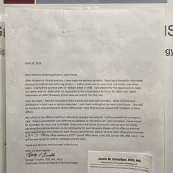 George V Duello, DDS - Periodontics and Dental Implants - Letter from Dr Duello