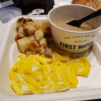 First Watch - Biscuit and Turkey gravy to go and the biscuit is missing! - Cafes Near Me - Gaithersburg, Maryland