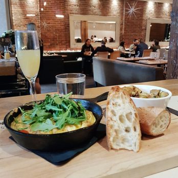 WestOak - Frittata w/ gem tomatos, basil pesto, arugula & balsamic reduction. (Back) Pineapple mimosa. - Seafood Near Me - Vancouver, British Columbia WestOak - Frittata w/ gem tomatos, basil pesto, arugula & balsamic reduction. (Back) Pineapple mimosa. - Seafood Near Me - Vancouver, British Columbia