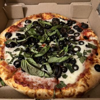 Upper Crust Pizza - Pizza with black olives and fresh basil. - Pizza Near Me - Oceanside, California Upper Crust Pizza - Pizza with black olives and fresh basil. - Pizza Near Me - Oceanside, California