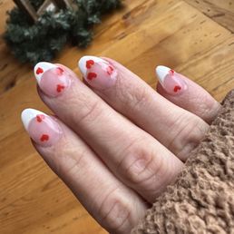 Almond shaped French with heart accents