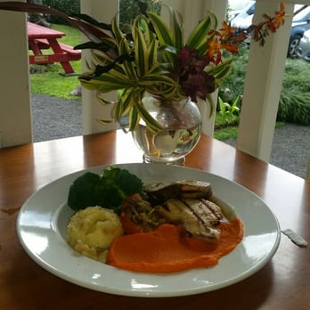 Postcards Restaurant - Mong Chong fresh fish with pepper pineapple sauce - Seafood Near Me - Hanalei, Hawaii Postcards Restaurant - Mong Chong fresh fish with pepper pineapple sauce - Seafood Near Me - Hanalei, Hawaii