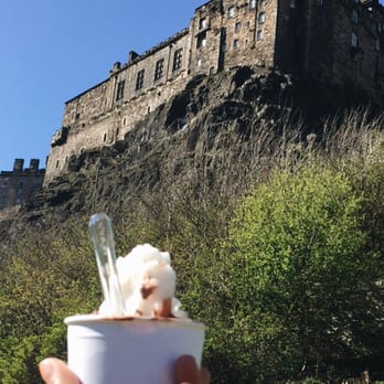 Mary's Milk Bar - Lychee and chocolate gelato with this view - Ice Cream & Frozen Yogurt Near Me - Edinburgh, EDH