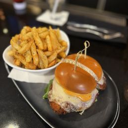 Chicken sandwich and fries.