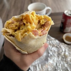 El Primo Mexican Grill & Taqueria - Ham, egg, potato, beans, and cheese breakfast burrito