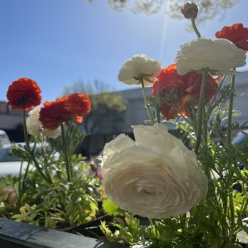 Bacon & Eggs - Outside dining with the most beautiful view of the city and their window box flowers. - New American Near Me - Walla Walla, Washington