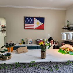Let's Break Bread Home Cooking and Catering - This is the counter inside where they lay out food and other treats for guests.