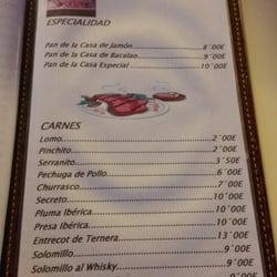 Cerveceria y Marisqueria El Bolo - Carta