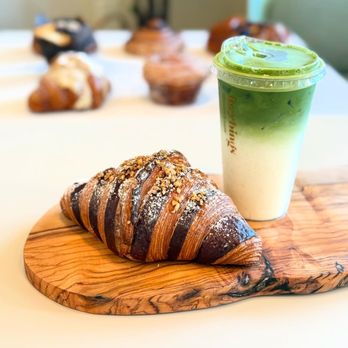 Heybings - Matcha latte & chocolate croissant. - Desserts Near Me - Costa Mesa, California
