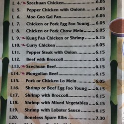 Kim's Chinese Food - Menu as of November 2018. Lunch specials.
