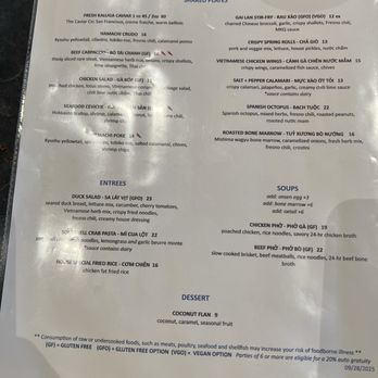 Chao - Dinner Menu (front) - Asian Fusion Near Me - Honolulu, Hawaii