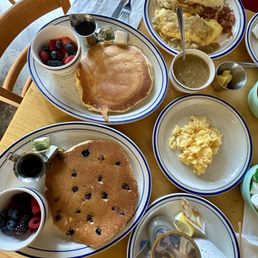 Pancakes. Eggs. Green Chile. Sally's (upper right). Hot Tea and Hot Chocolate. 2 thumbs up! YUMMY!! Pancakes. Eggs. Green Chile. Sally's (upper right). Hot Tea and Hot Chocolate. 2 thumbs up! YUMMY!!