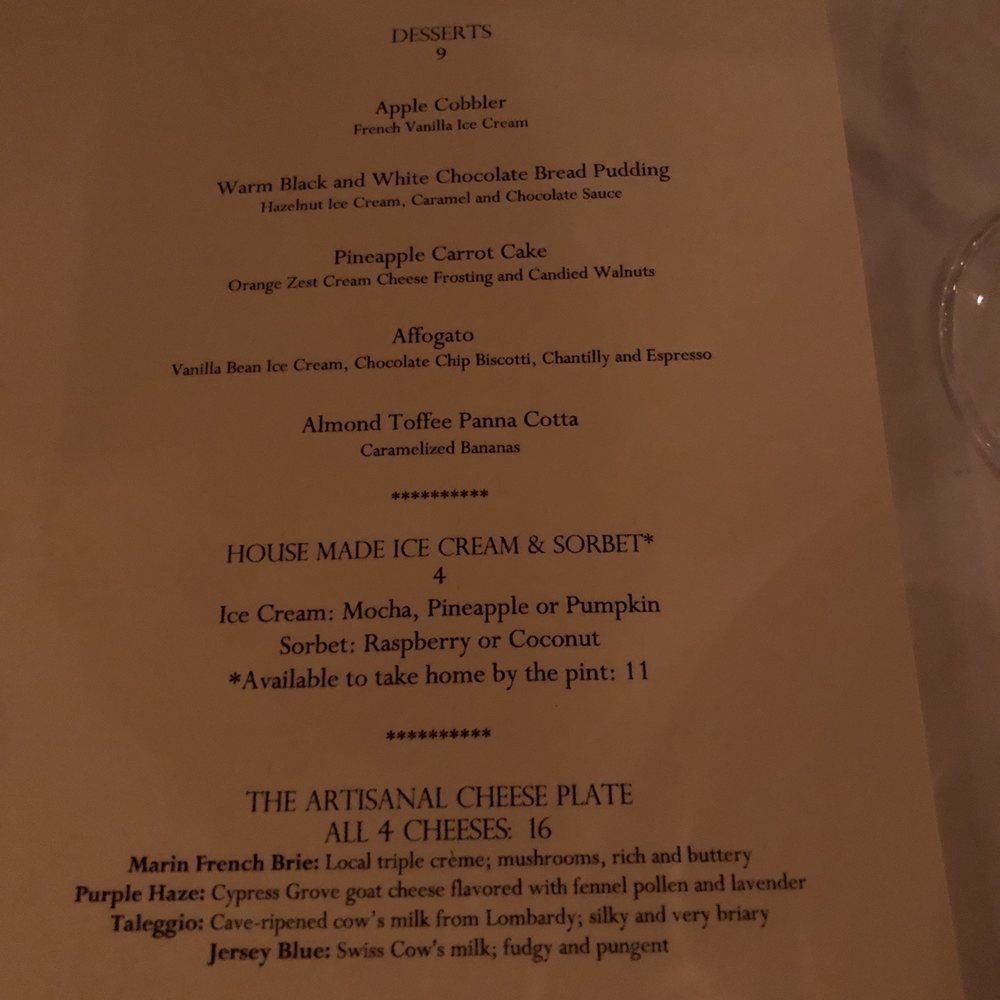 Frascati - Dessert menu - Italian Near Me - San Francisco, California