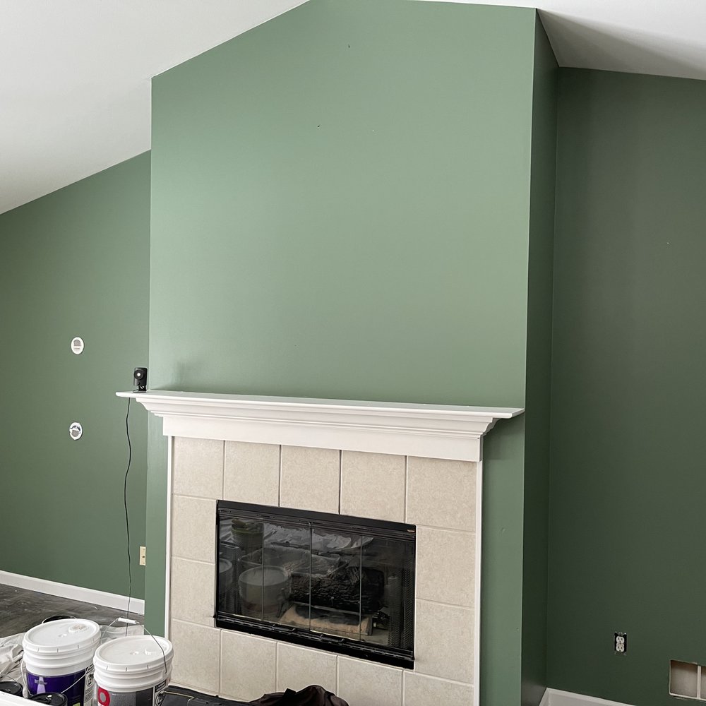 Swatch Dog Painting - This was a deep blue wall originally. - Painters Near Me