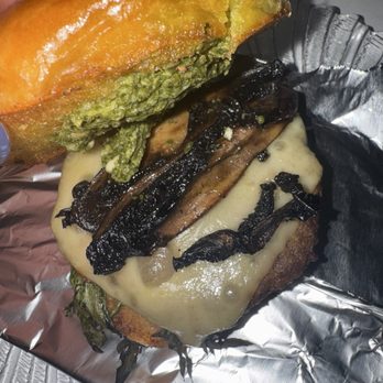 Basement Burger Bar - Mushroom and pesto burger - American Near Me - Detroit, Michigan Basement Burger Bar - Mushroom and pesto burger - American Near Me - Detroit, Michigan