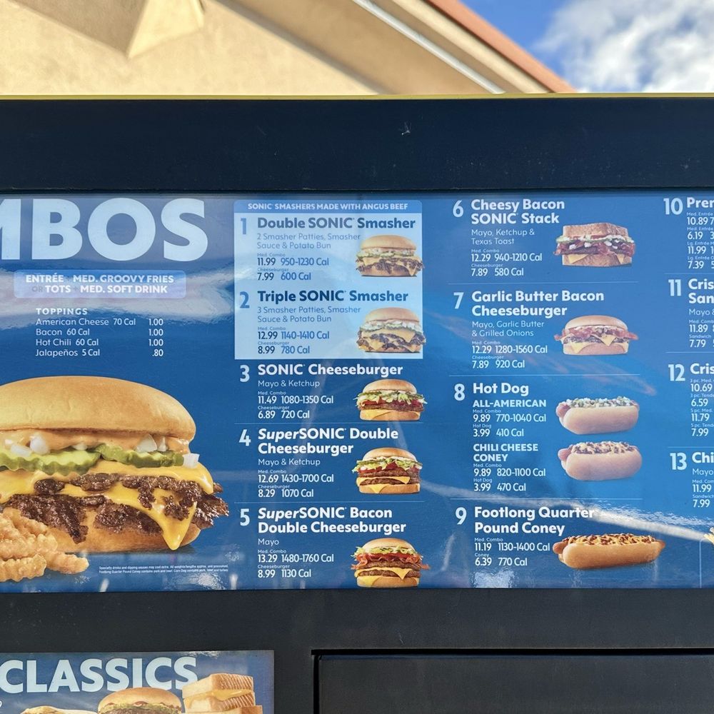 Sonic Drive-In - Menu (11/7/2025) - Burgers Near Me - Vacaville, California Sonic Drive-In - Menu (11/7/2025) - Burgers Near Me - Vacaville, California