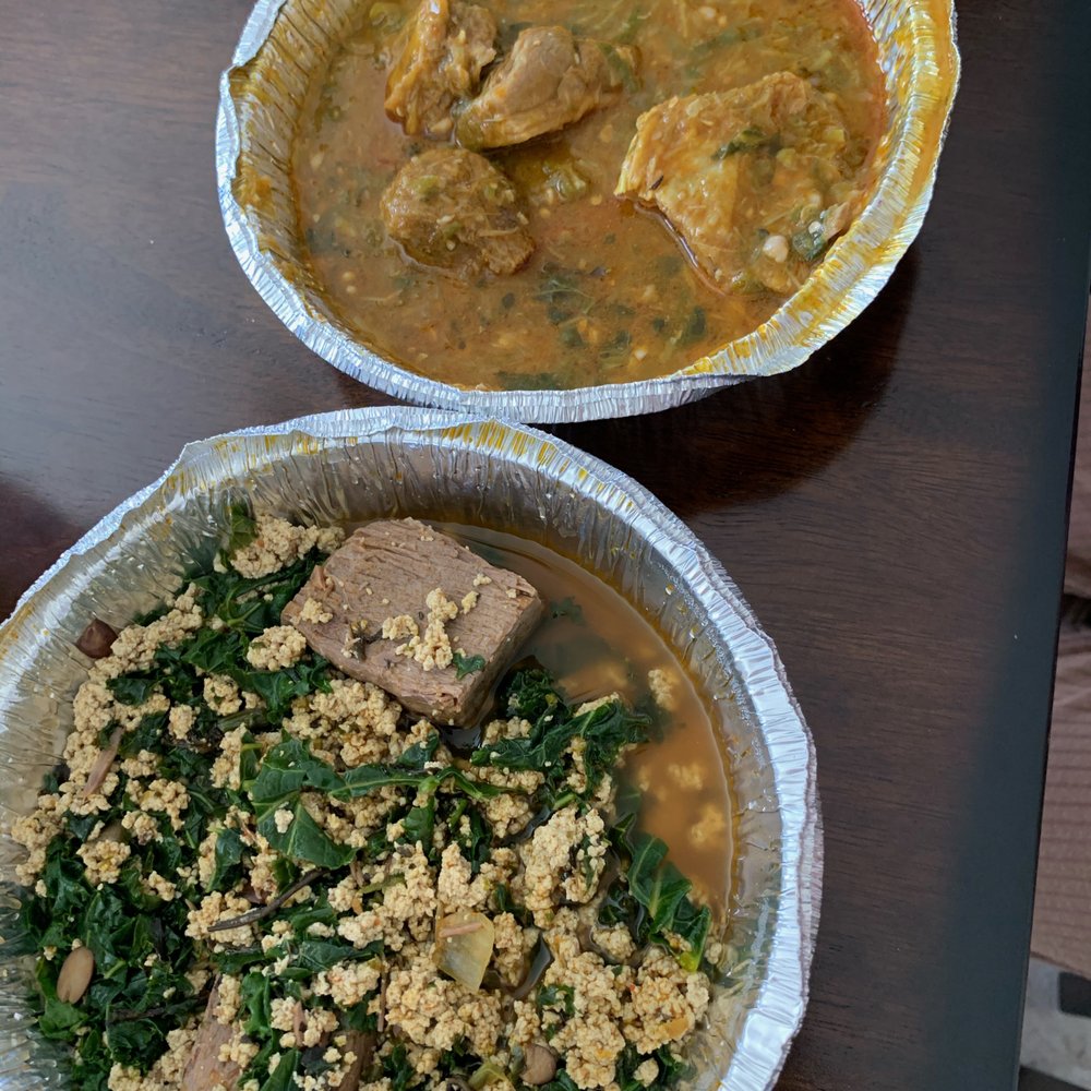 BB&PF - Okra soup with goat, Egusi soup with beef - African Near Me - Baton Rouge, Louisiana BB&PF - Okra soup with goat, Egusi soup with beef - African Near Me - Baton Rouge, Louisiana
