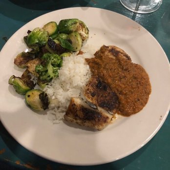 Sun Dawg Cafe - Cajun Mahi-mahi was nice.  Brussels sprout were exceptional. Wish rice had more season - Cafes Near Me - Greensburg, Pennsylvania