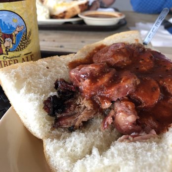 Goode Company Barbeque - Combo Po-Boy: brisket and jalapeño sausage - Barbeque Near Me - Houston, Texas Goode Company Barbeque - Combo Po-Boy: brisket and jalapeño sausage - Barbeque Near Me - Houston, Texas
