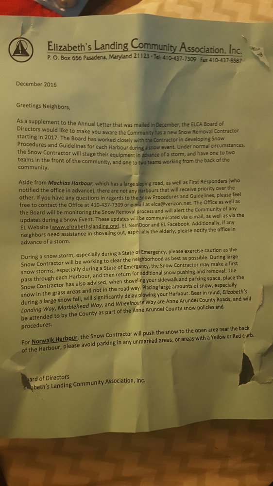 ELIZABETH’S LANDING COMMUNITY ASSOCIATION Updated June 2024 990