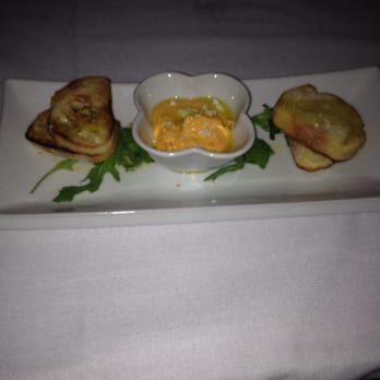 Saucy - Whipped goat cheese roasted garlic and red pepper mousse - Canadian (New) Near Me - Mississauga, Ontario
