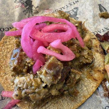 Nixtaco - "Chicharrón Taco" - pork belly with salsa verde and lime pickled onions - Mexican Near Me - Roseville, California