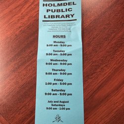Monmouth County Library - Holmdel - Hours