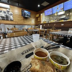 Dickey's Barbecue Pit - Restaurant interior and bread and green beans