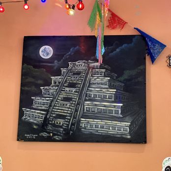 Tajin - a painting of a pyramid with a full moon in the background - Mexican Near Me - New York, New York Tajin - a painting of a pyramid with a full moon in the background - Mexican Near Me - New York, New York